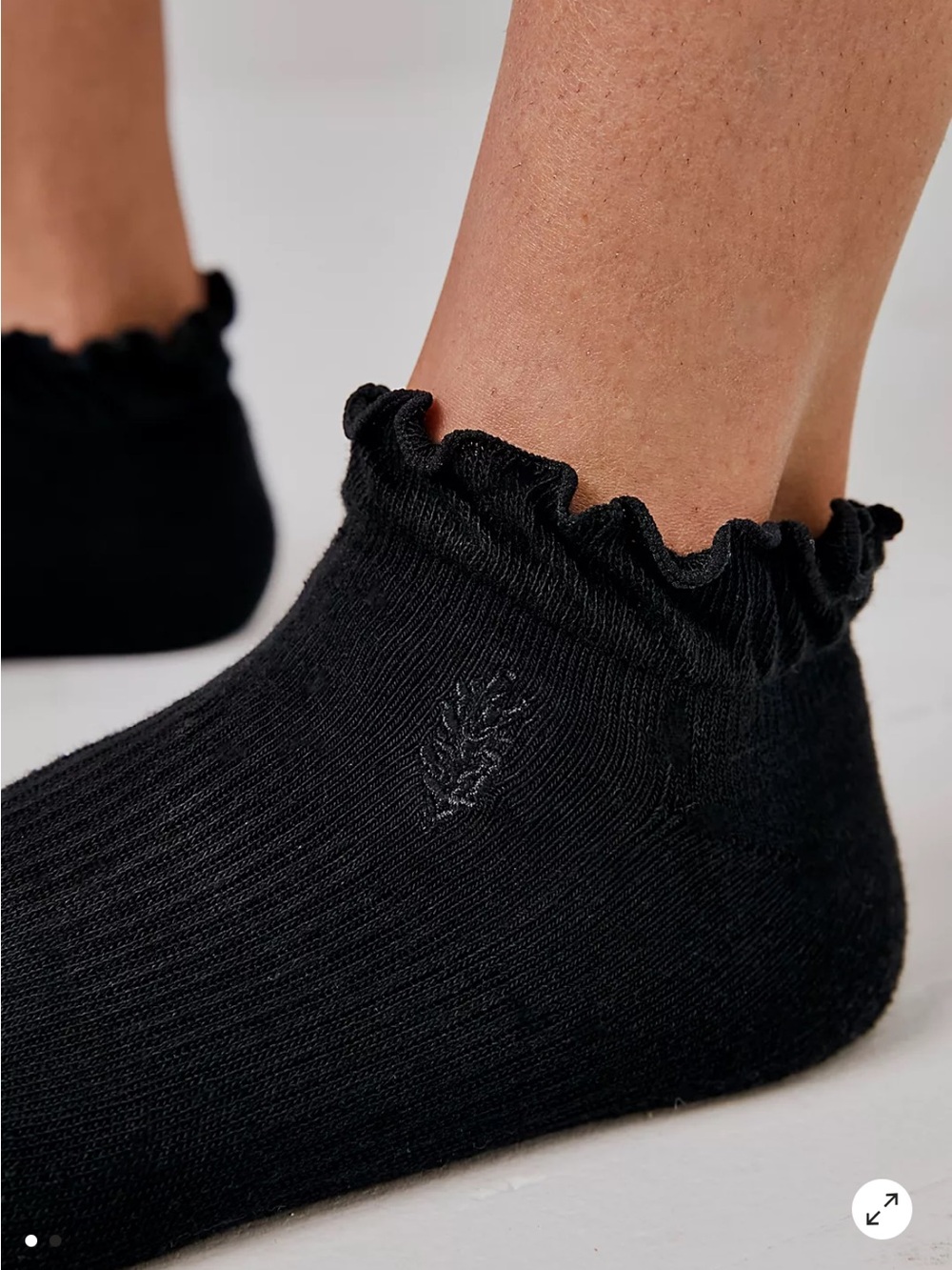 Free People Movement Classic Ruffle Sneaker Socks in Black Pack of 2| NWT